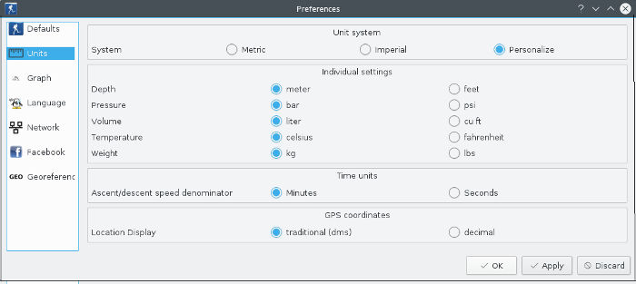 FIGURE: Preferences Units page