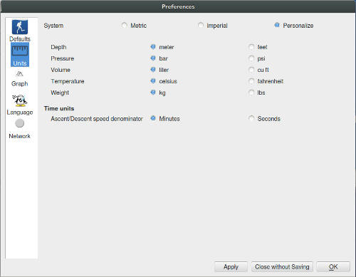 FIGURE: Preferences Units page