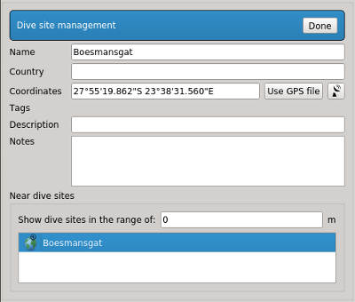 FIGURE: Dive site edit