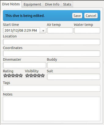 FIGURE: The Dive Notes tab