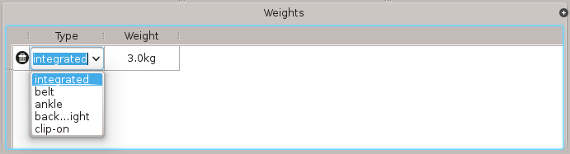 FIGURE: Weights type drop-down list button