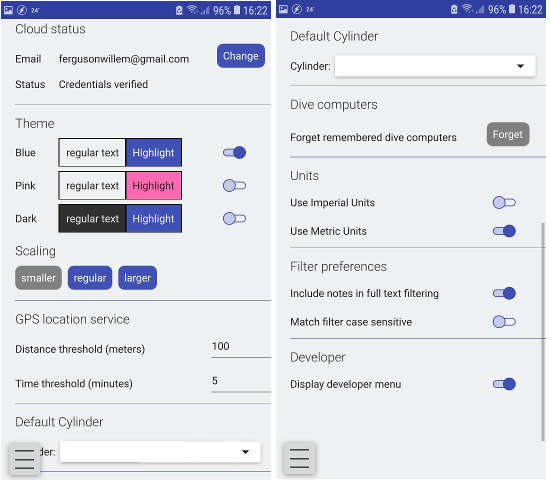 FIGURE: Settings: Cloud & Theme