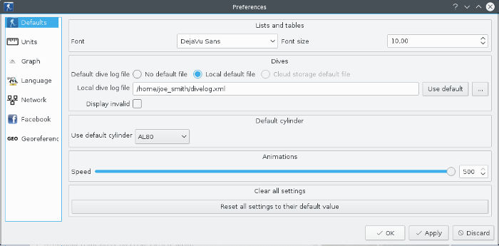 FIGURE: Preferences defaults page