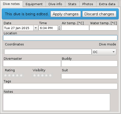 FIGURE: The Dive Notes tab