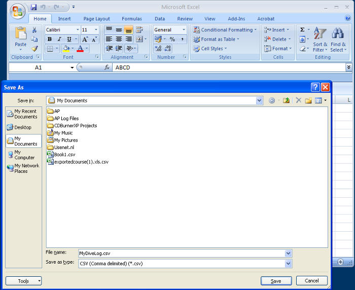 FIGURE: Excel save CSV dialog