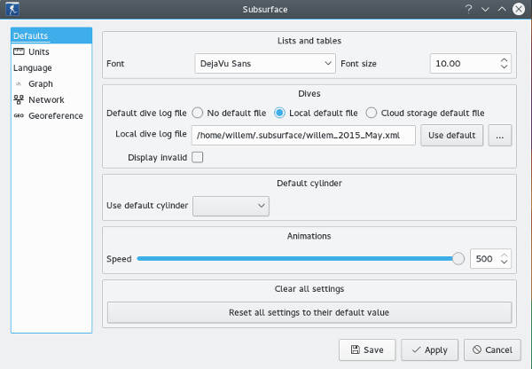 FIGURE: Preferences defaults page