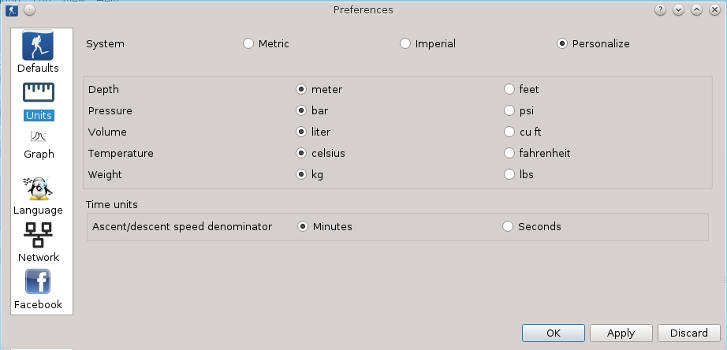 FIGURE: Preferences Units page