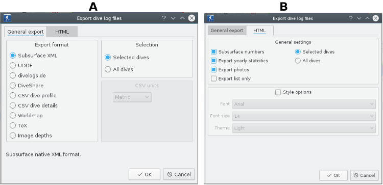 Figure: Export dialog