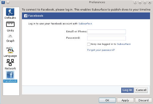 FIGURE: Facebook login panel