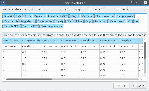 Figuur: APD log viewer import