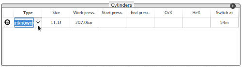 FIGURE:The cylinder drop-down list button