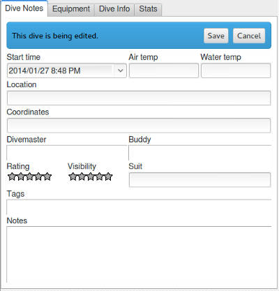 FIGURE: The Dive Notes tab