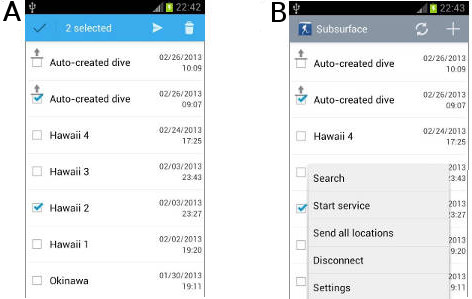 FIGURA: Capturas (A-B) de la app companion