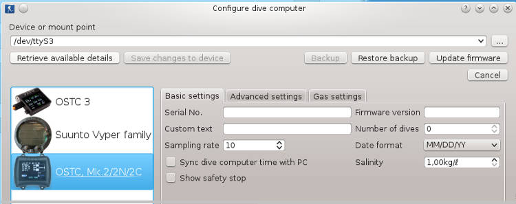 FIGURE: Configure dive computer