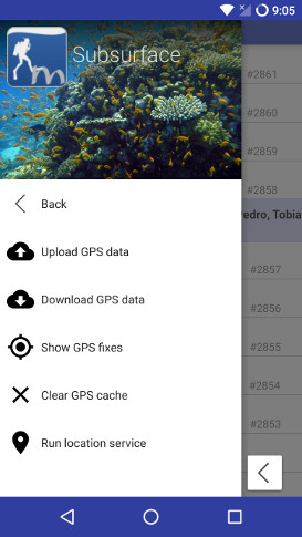 FIGURE: Subsurface-mobile GPS menu