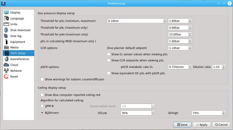 FIGURE: Preferences: Tech setup