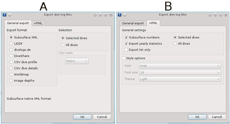 Figure: Export dialog