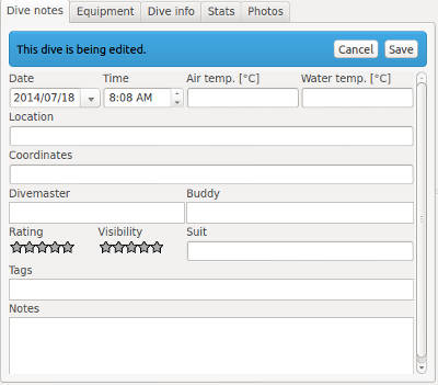 FIGURE: The Dive Notes tab