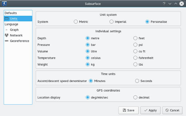 FIGURE: Preferences Units page