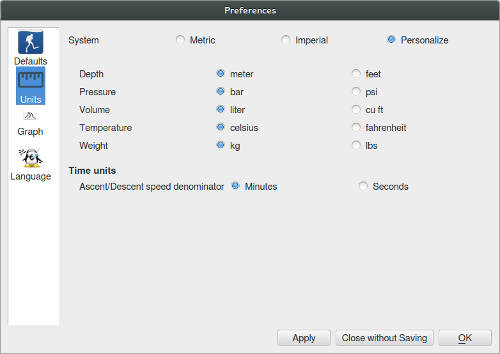 FIGURE: Preferences Units page