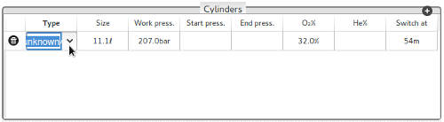 FIGURE: The cylinder drop-down list button