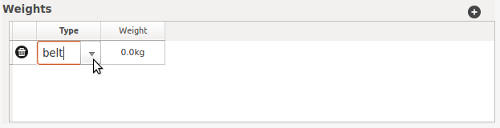 FIGURE: Weights type drop-down list button