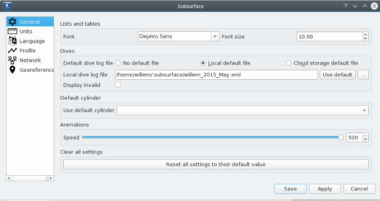 FIGURE: Preferences defaults page