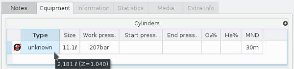 FIGURE: Initial cylinder dialogue