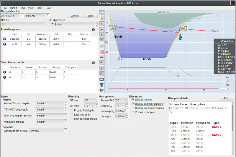 FIGURE: Planning a dive: setup