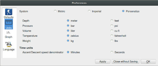 FIGURE: Preferences Units page