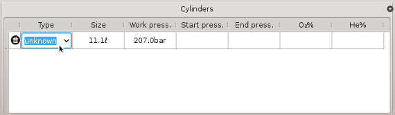 FIGURE:The cylinder drop-down list button