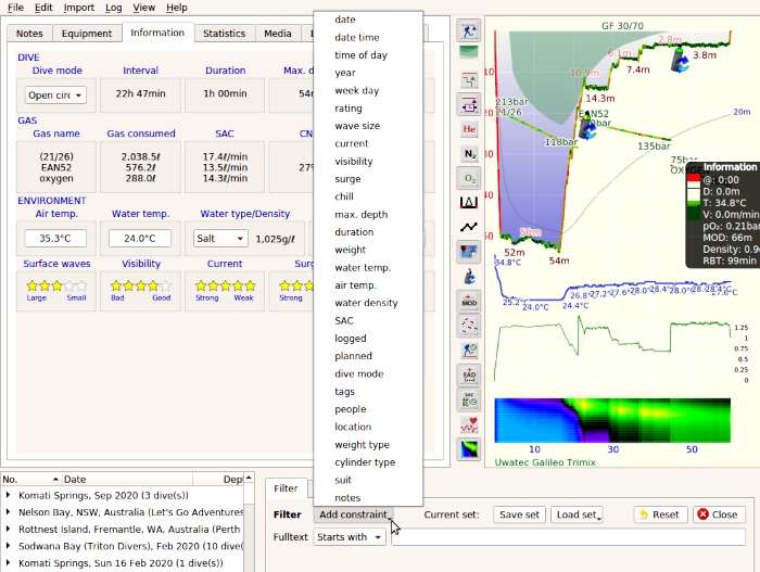 Figure: Filter:Constraints list