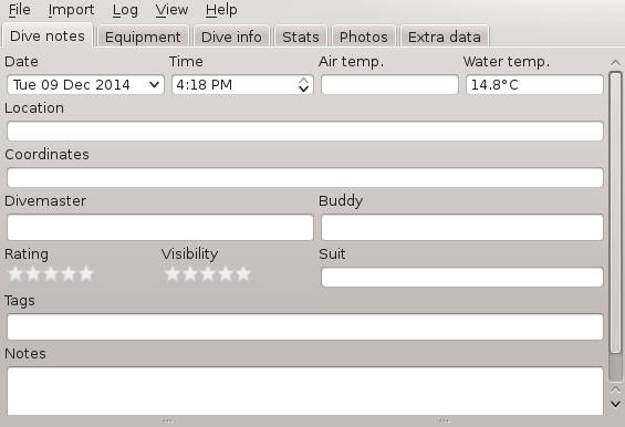 FIGURE: The Dive Notes tab