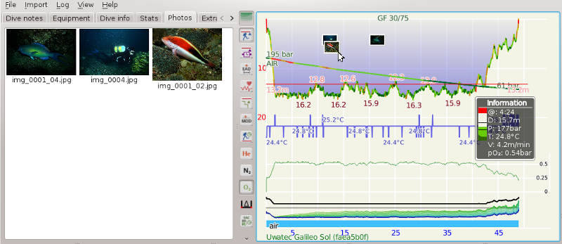 FIGURE: Photos on dive profile