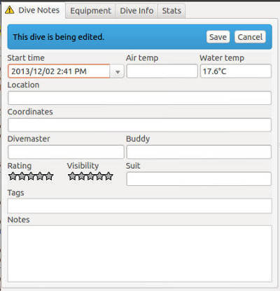 FIGURE: The Dive Notes tab