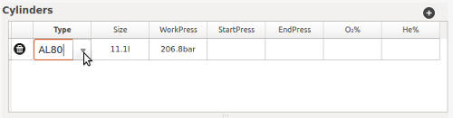 FIGURE:The cylinder drop-down list button