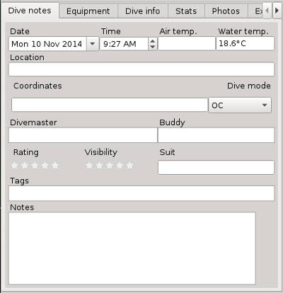 FIGURE: The Dive Notes tab