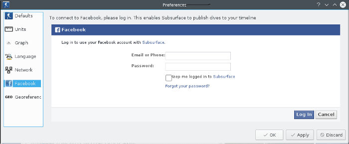 FIGURE: Facebook login panel