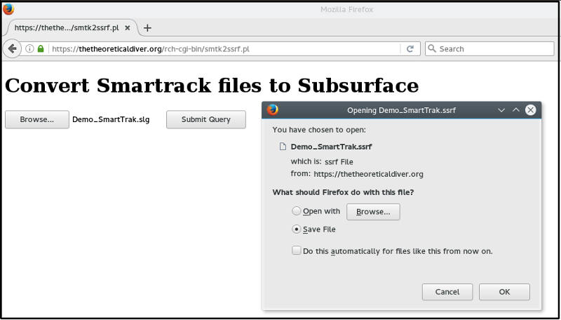 FIGURE:Web service to convert SmartTrak divelog