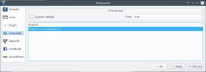 FIGURE: Preferences Language page